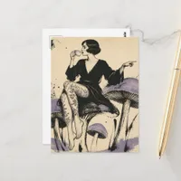 Beautiful Woman Drinks Tea Postcard