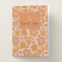 Floral Retro Personalized Monogram Flowers Pocket Folder