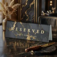 Modern Elegant Gold Agate Black Marble Reserved Table Tent