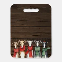 Cute Greyhound Dogs in Scarves Seat Cushion