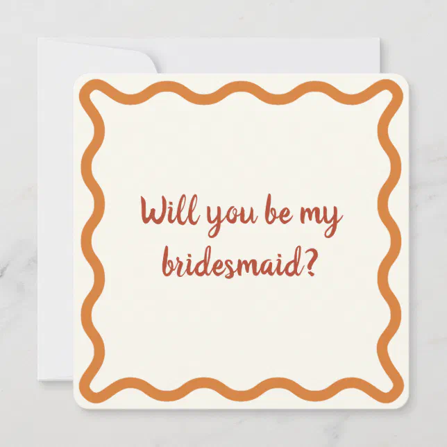 Burnt Orange 70s Retro Bridesmaid Proposal Invitation