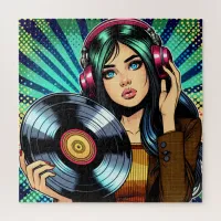 Comic Style Girl with Vinyl Album