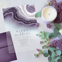 Crystal Agate Wedding Amethyst Transparent ID825 Acrylic Invitations