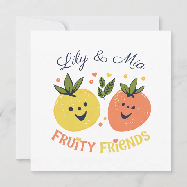 Fruit Friends Strawberry and Orange Holiday Card