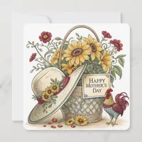 Sunflower and Rooster Mothers Day Card