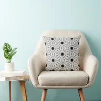 Black White Geometric Floral Star Pattern Pillow