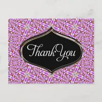 Pink Groovy Disco Pattern Thank You Postcard