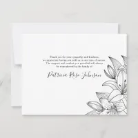 Calla Lilies Illustrated Pattern Funeral Thank You Card