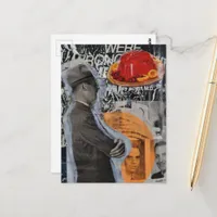 Retro Man with floating dessert collage Postcard
