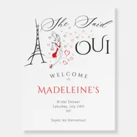  Parisian She Said Oui Bridal Shower Welcome Sign