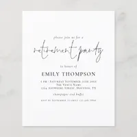 Budget Minimalist Script Retirement Party Invite