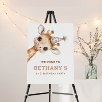 Cute Giraffe Welcome to 2nd Birthday Party Foam Board