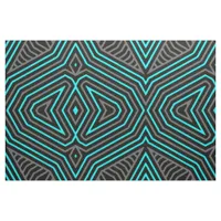 Teal Grey and Black Ethnic Tribal Pattern Fabric
