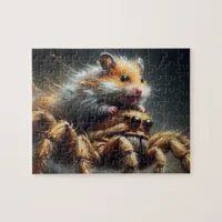 Funny adorable hamster riding a giant spider jigsaw puzzle