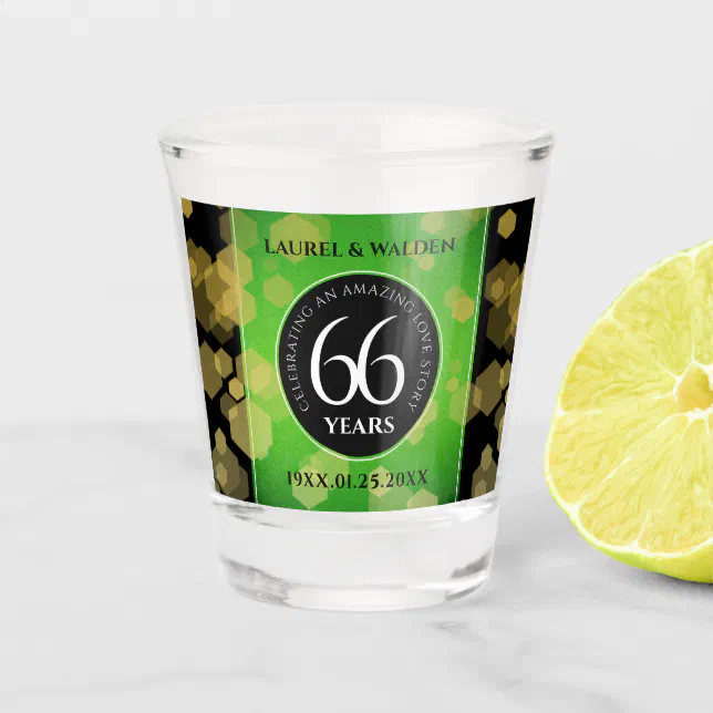 Elegant 66th Titanite Wedding Anniversary Shot Glass