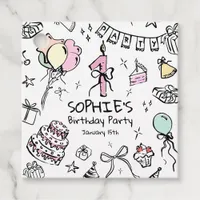 Hand Drawn 1st Birthday Favor Tags