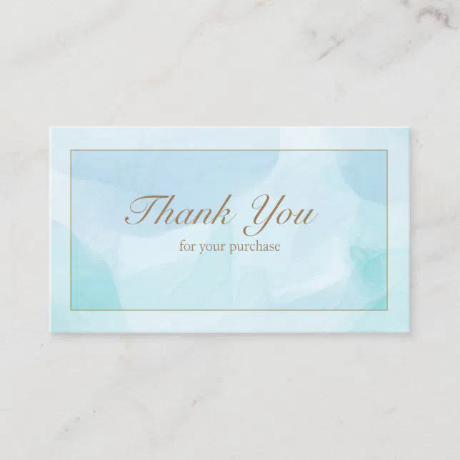 Modern Blue Teal Watercolor Thank You Business Card