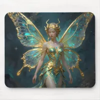 Enchanted Fairy in Gold and Turquoise  Mouse Pad