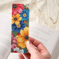 Fun Bright Pink Blue Yellow Flowers Two-sided Bookmarks