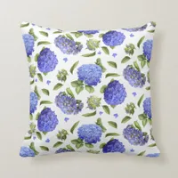 Hydrangeas All Over Throw Pillow