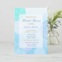 Ombre Blue, Teal and White Mandala Bridal Shower Invitation