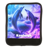 Monogram Blue & Purple Dolphins Ocean | Luggage Handle Wrap