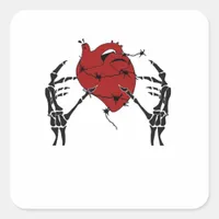 Heart And Hands Skeleton Heart Hands Soft Square Sticker