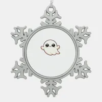 Cute Little Boo Basic Clean Snowflake Pewter Christmas Ornament