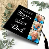 Loving Memory Dad Personalized 3 Photo Memorial  Graduation Cap Topper
