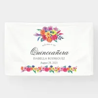 Watercolor Floral Fiesta Quinceañera Banner