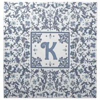 Blue Elegant Floral Personalized Cloth Napkin