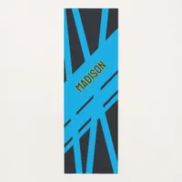 Solid Gray and Blue Customizable Yoga Mat