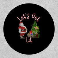 Let's Get Lit Santa Christmas Tree Design Patch