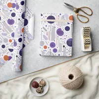 Retro Geometric Abstract Pat3 Purple Orange ID1067 Wrapping Paper