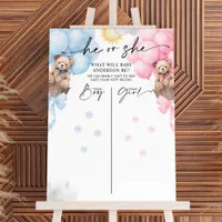 Teddy Bear Gender Reveal Voting Sign