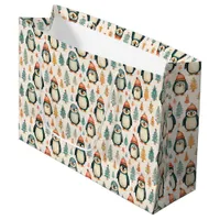 Merry Christmas  | Vintage Penguins Christmas Large Gift Bag