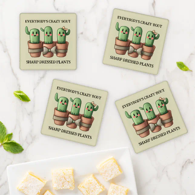 Funny Cacti Everybody's Crazy 'Bout Sharp ... Coaster Set