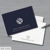 Professional Navy Blue Business Custom Logo Note Card