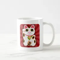 Lucky Cat Cartoon Fortune Pet White Kitty Coffee Mug