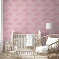 Linen Textured Pastel Pink & Rose Gingko Leaves Wallpaper