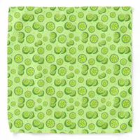 Mint Green Summery Lime Slices Print Bandana