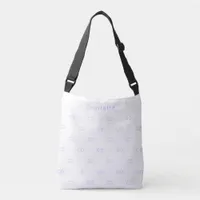 White violet monogram initials pattern name crossbody bag
