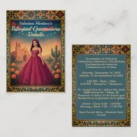 Vintage Bilingual Quinceañera Red Dress Reception Enclosure Card