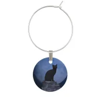 Moonlit Cat Wine Charm