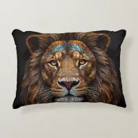 Majestic Mosaic Lion Head Accent Pillow