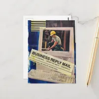 Surreal Working Man Collage Postcard