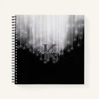 Cascading Lights Monogram Black and White ID789 Notebook