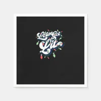 Let's Get Lit! Funny Drinking Christmas Light Grap Napkins