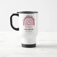Modern watercolor rainbow teacher thank you  travel mug