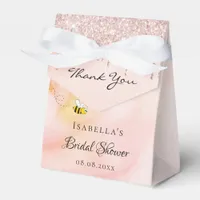 Bridal shower bride pink bee glitter floral favor boxes